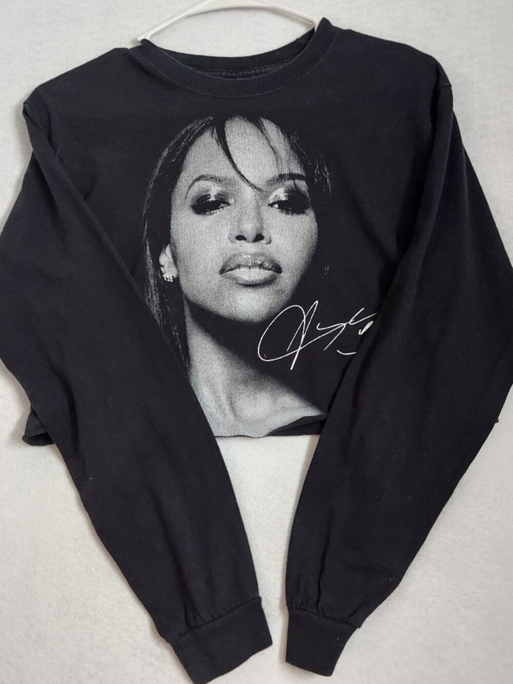 FRCHS x Aaliyah Cropped Long Sleeve Tee Black Graphic Tour Shirt Size S